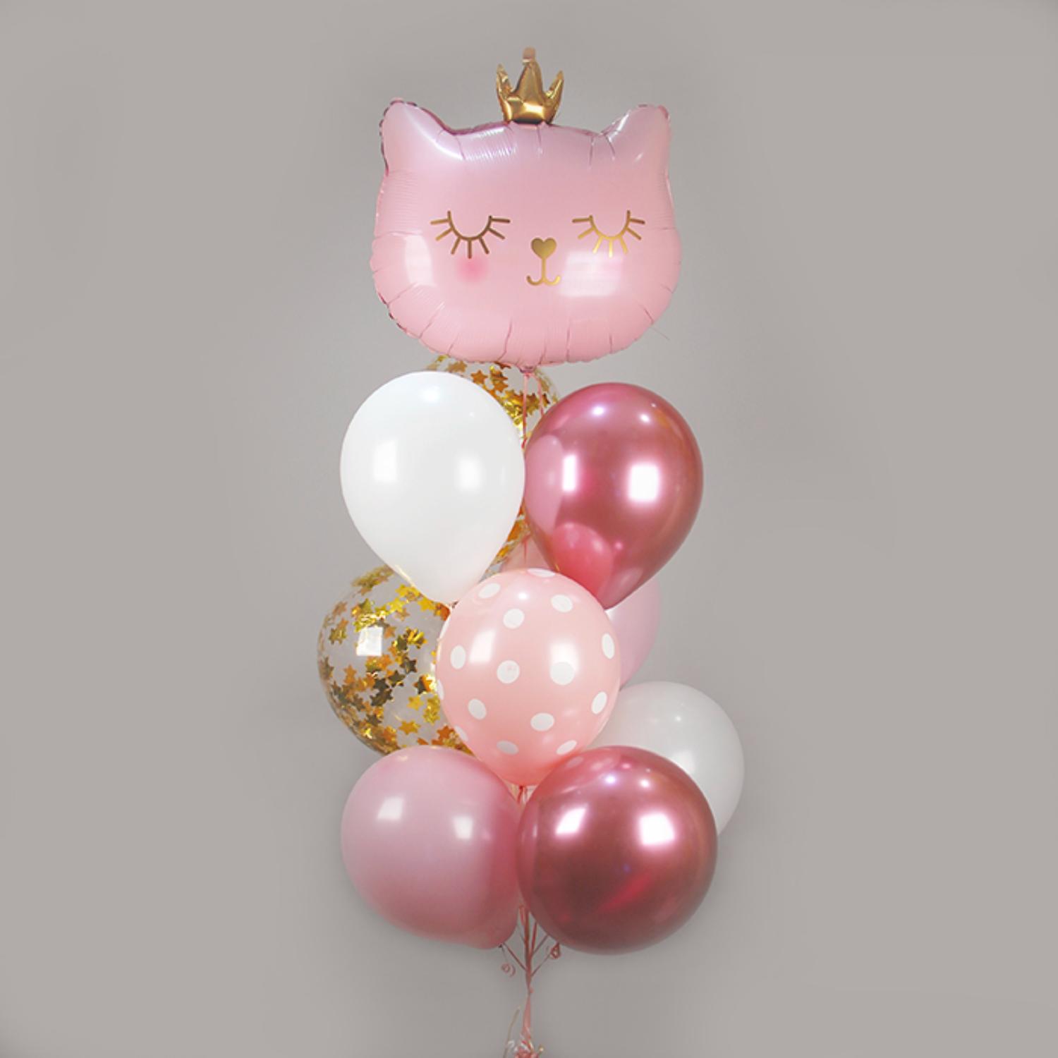 Воздушные шарики в форме кота, гелиевый шар котик, фигура кошки из воздушных шариков