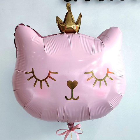 Шар фольгированный, Котенок принцесса, розовая 66 см