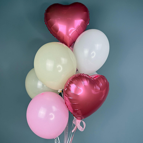Набор Шаров. Сердца Розовые, Латексные Микс.